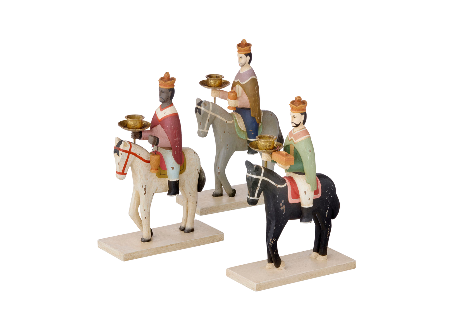 Wise men on horseback candle holders