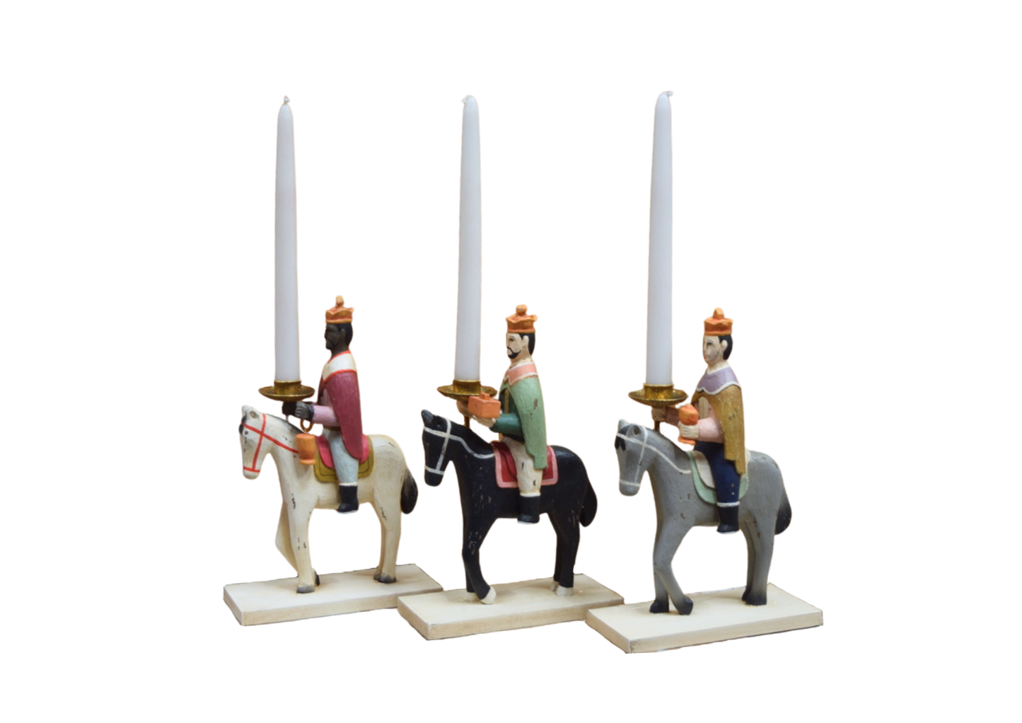 Wise men on horseback candle holders