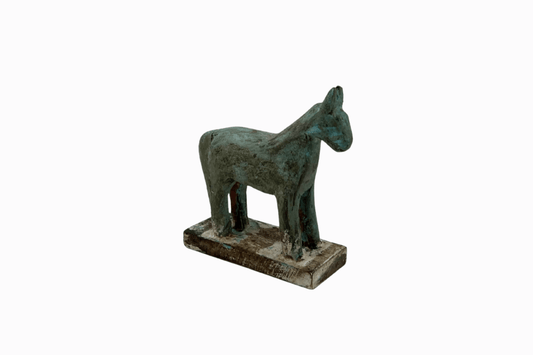 Turquoise painted small wooden horse 1