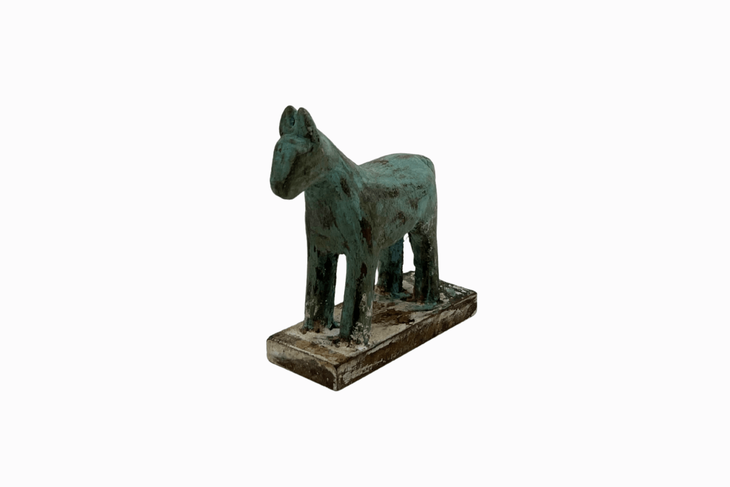 Turquoise painted small wooden horse 1
