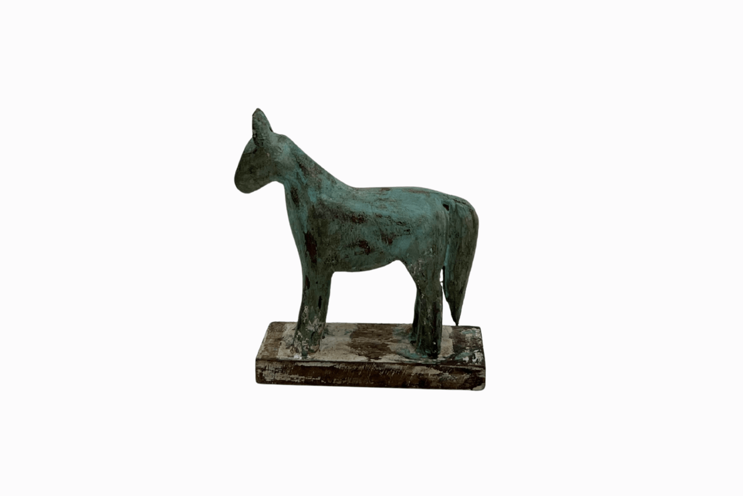Turquoise painted small wooden horse 1