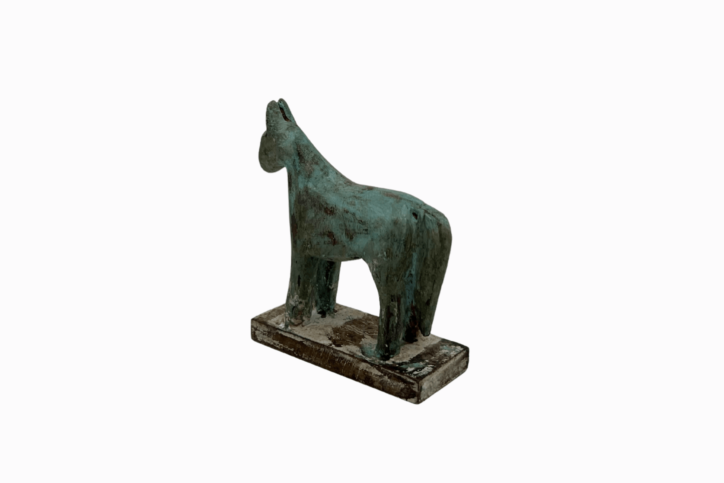Turquoise painted small wooden horse 1