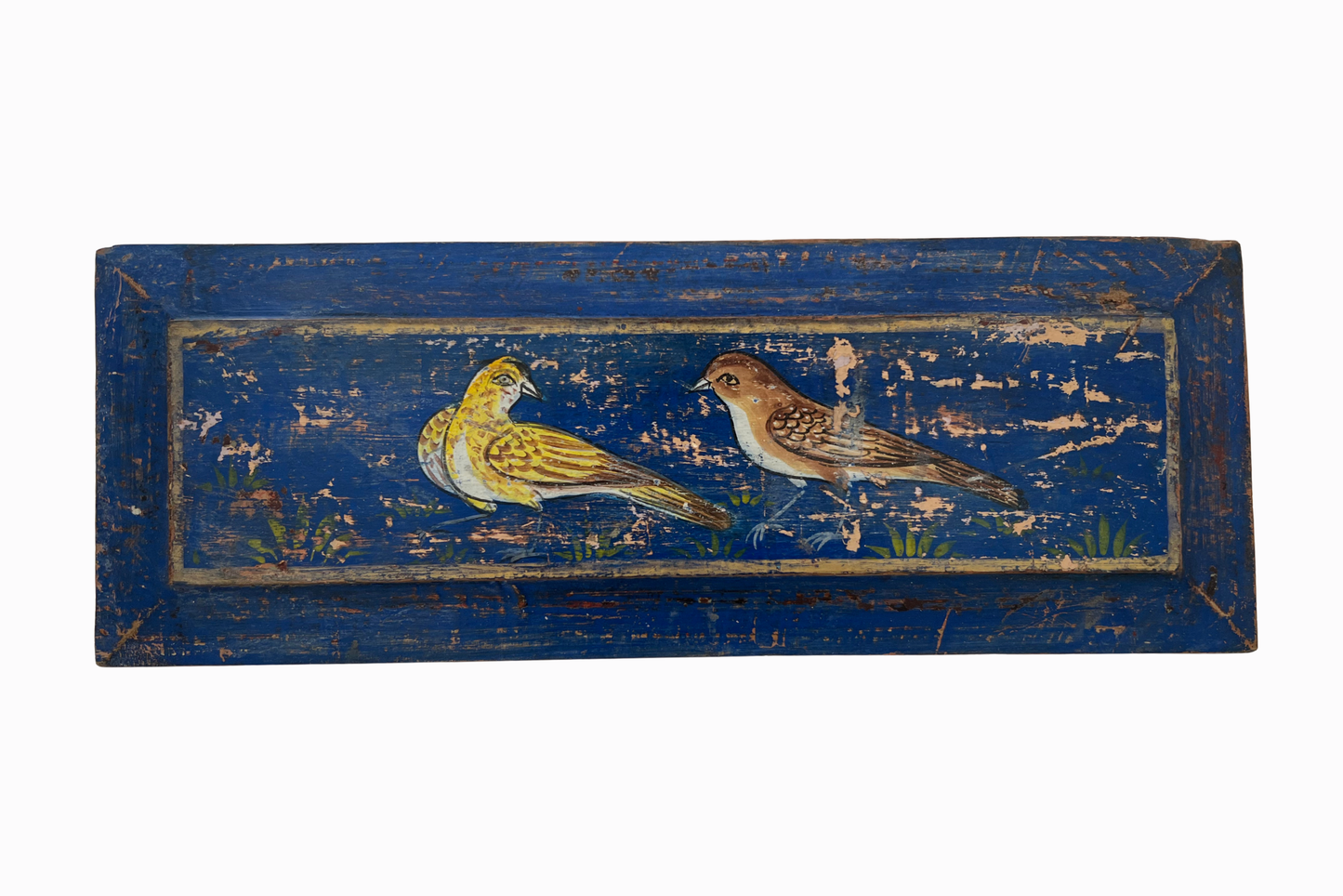 Two Birds On a Blue Panel