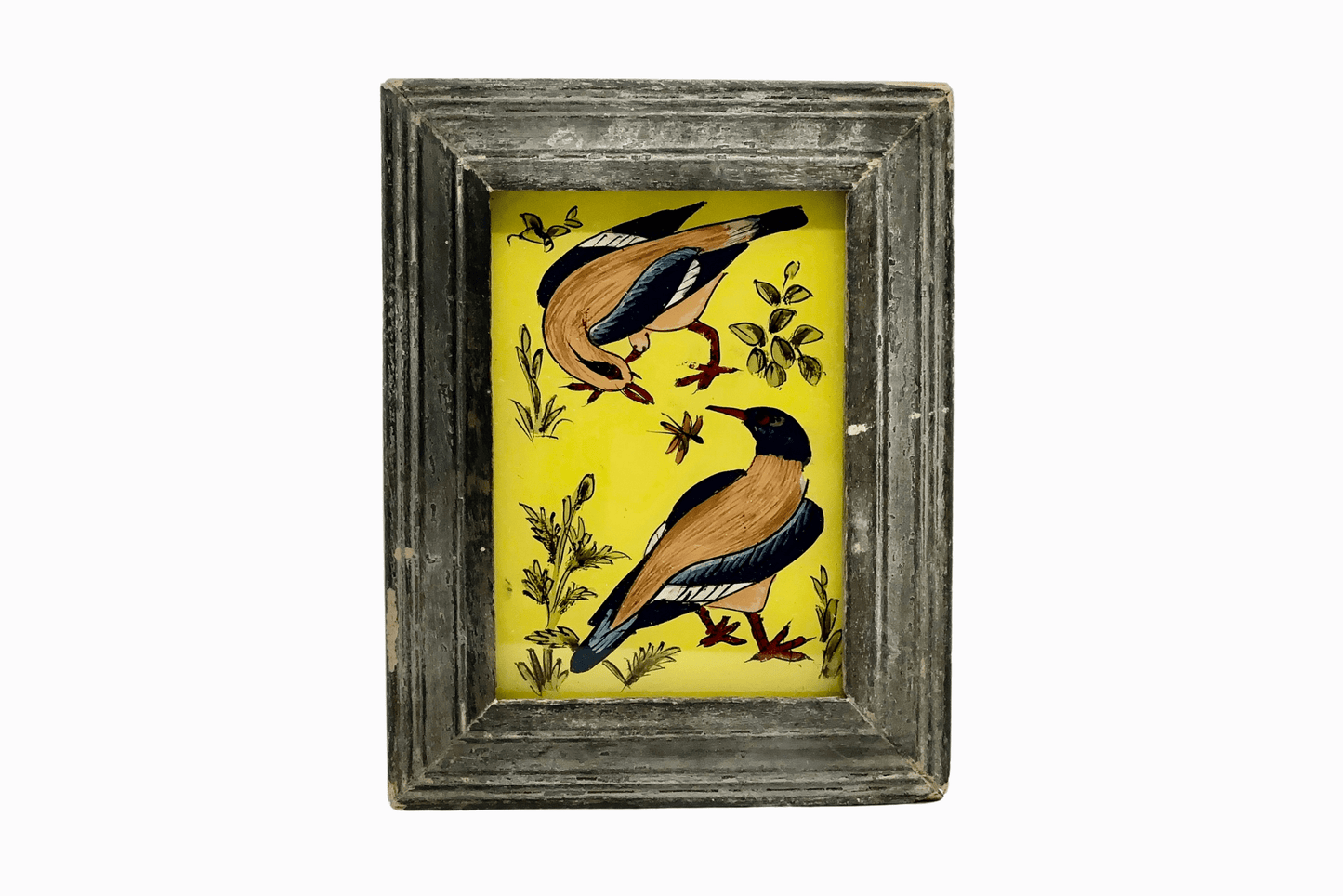 Indian glass painting of two birds (very small)