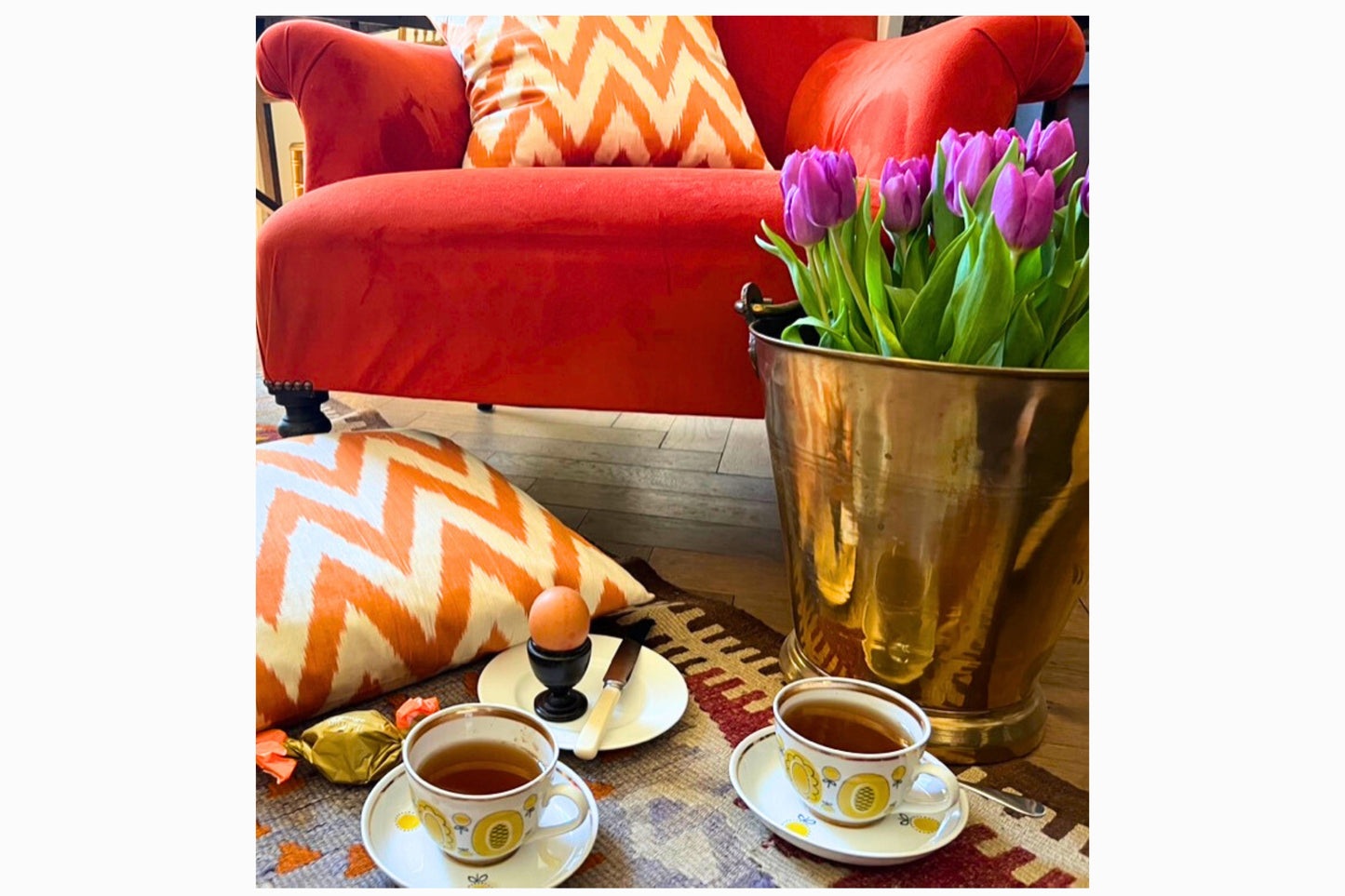 Par de tazas y platillos uzbecos de la era soviética