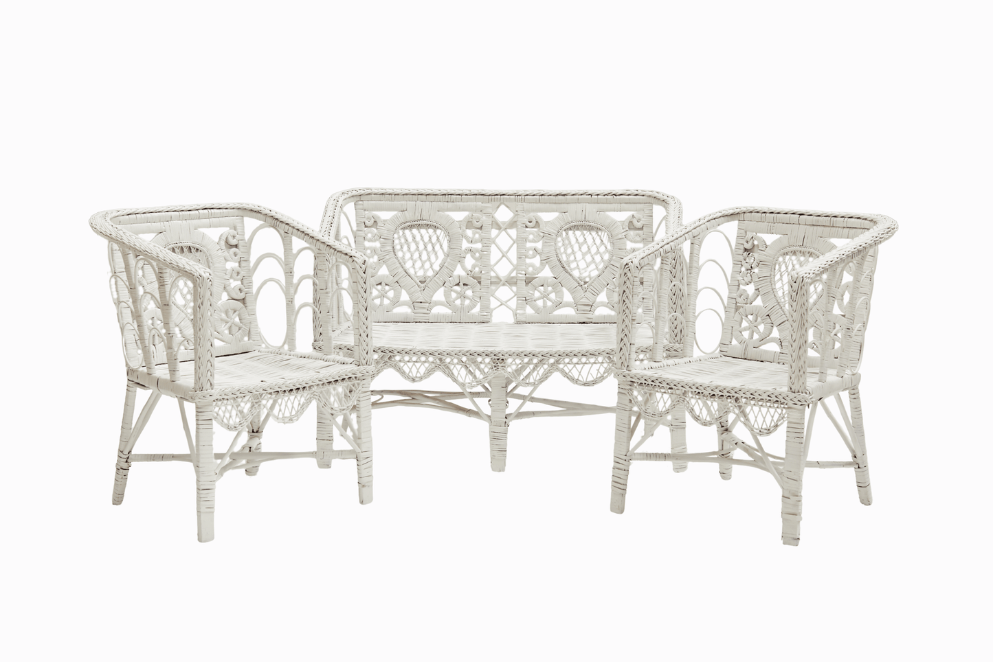 Vintage White Rattan Furniture Set