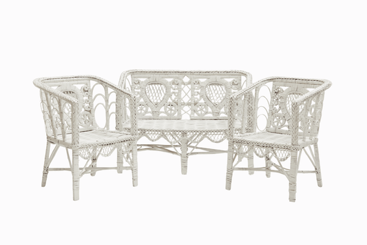 Vintage White Rattan Furniture Set