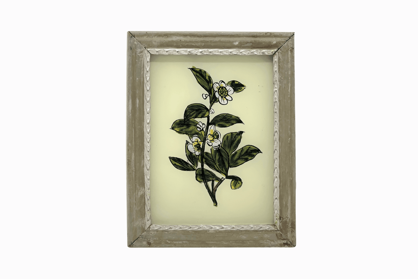 Indian glass painting of a white flower (very small)