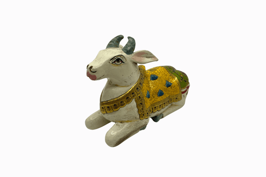 Painted wooden figure of a holy cow - Yellow