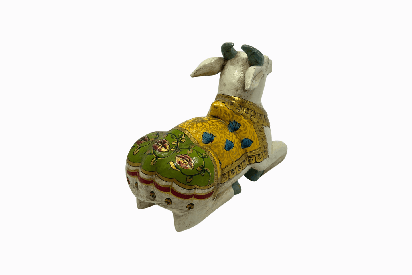 Painted wooden figure of a holy cow - Yellow