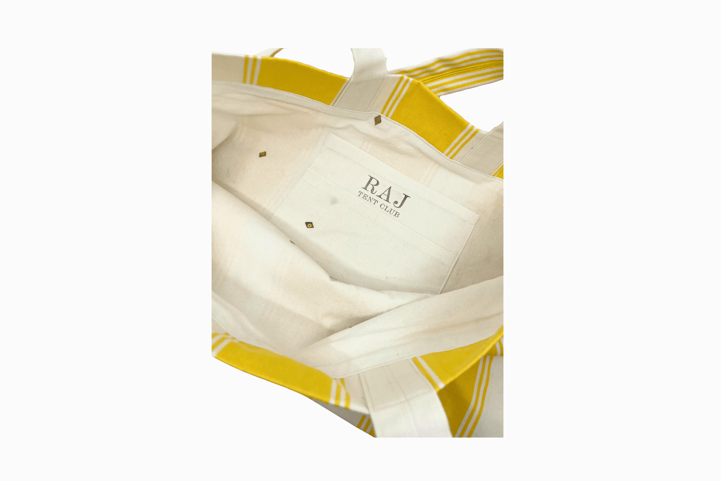 Striped Up-cycled Tote Bag - Yellow