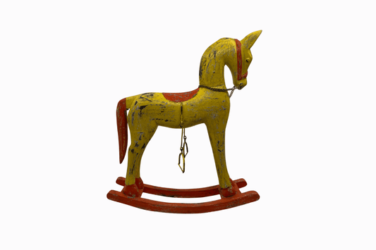 Decorative Yellow & Orange Painted Wooden Rocking Horse