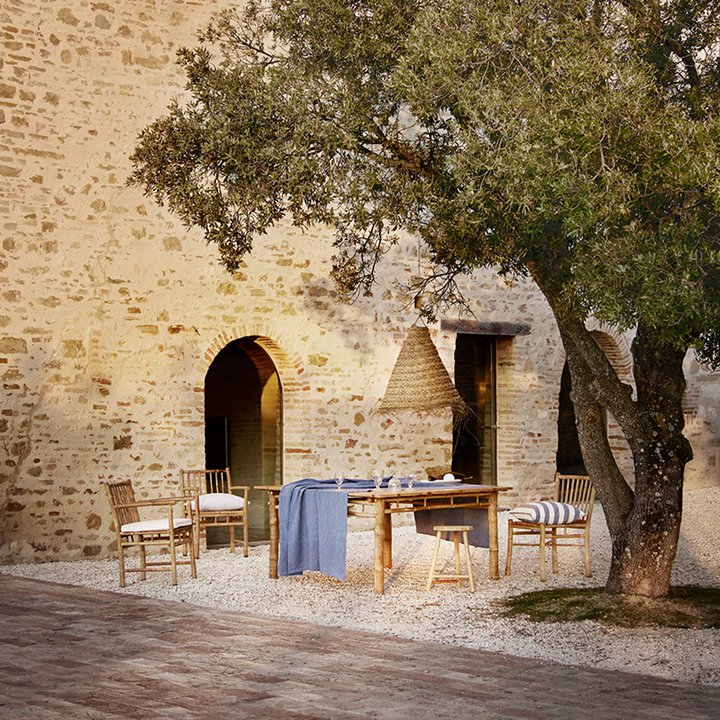 Chaise de salle à manger à bras droits en bambou 