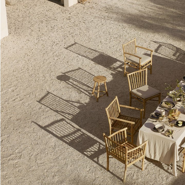 Silla de comedor de bambú con brazo recto 