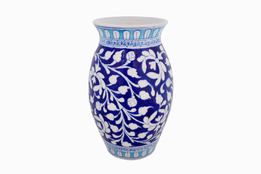 Kripal Singh blue Jaipur pottery vase