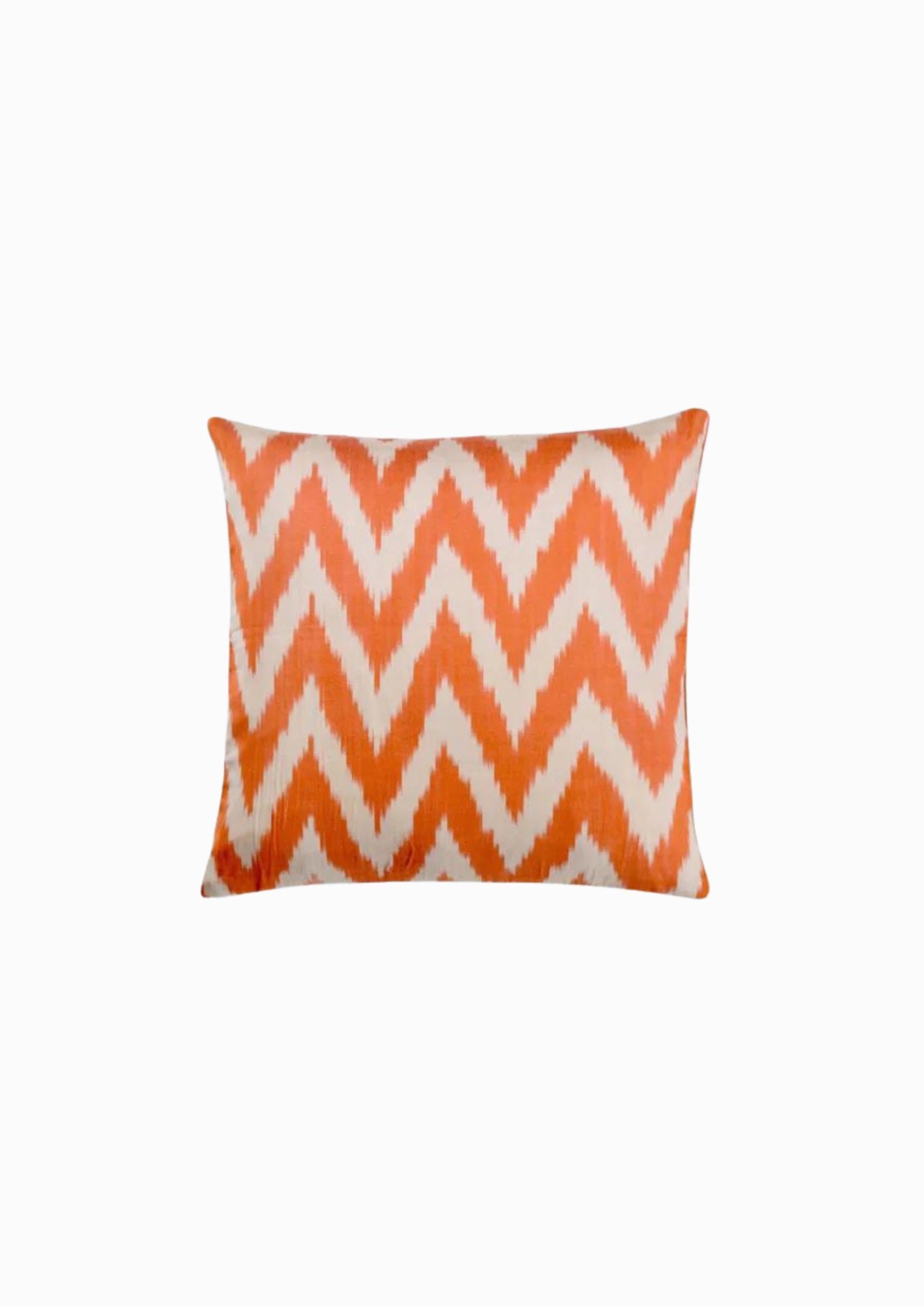 Coussin carré en soie Ikat orange Réf 7