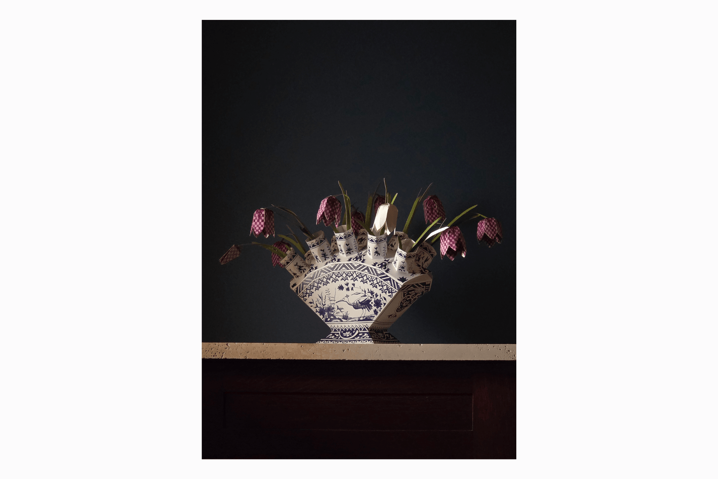 Flat pack paper Snake's Head flowers