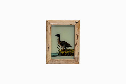 Reverse glass painting of a duck.(very small)