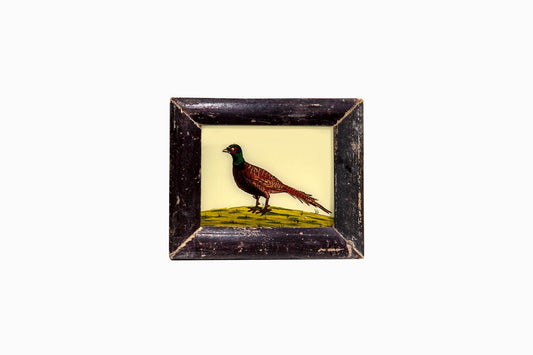 Reverse glass painting of a pheasant. (very small)