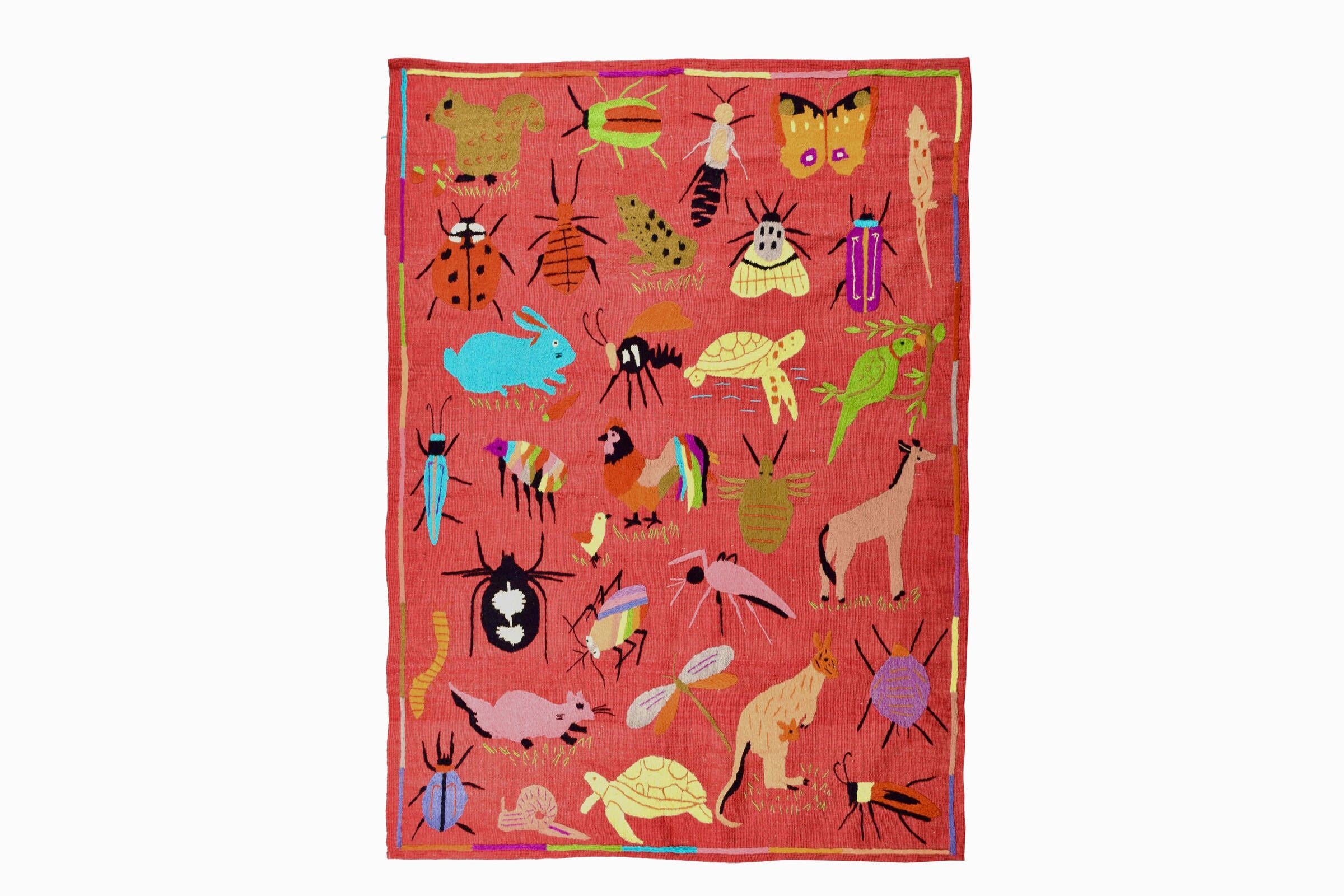 PAKISTANI Rug with animals and insects – Raj Tent Club Shop