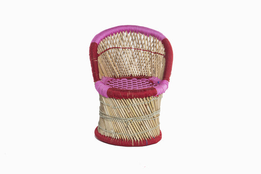 CHILDRENS BAMBOO/CANE CHAIR (PINK)