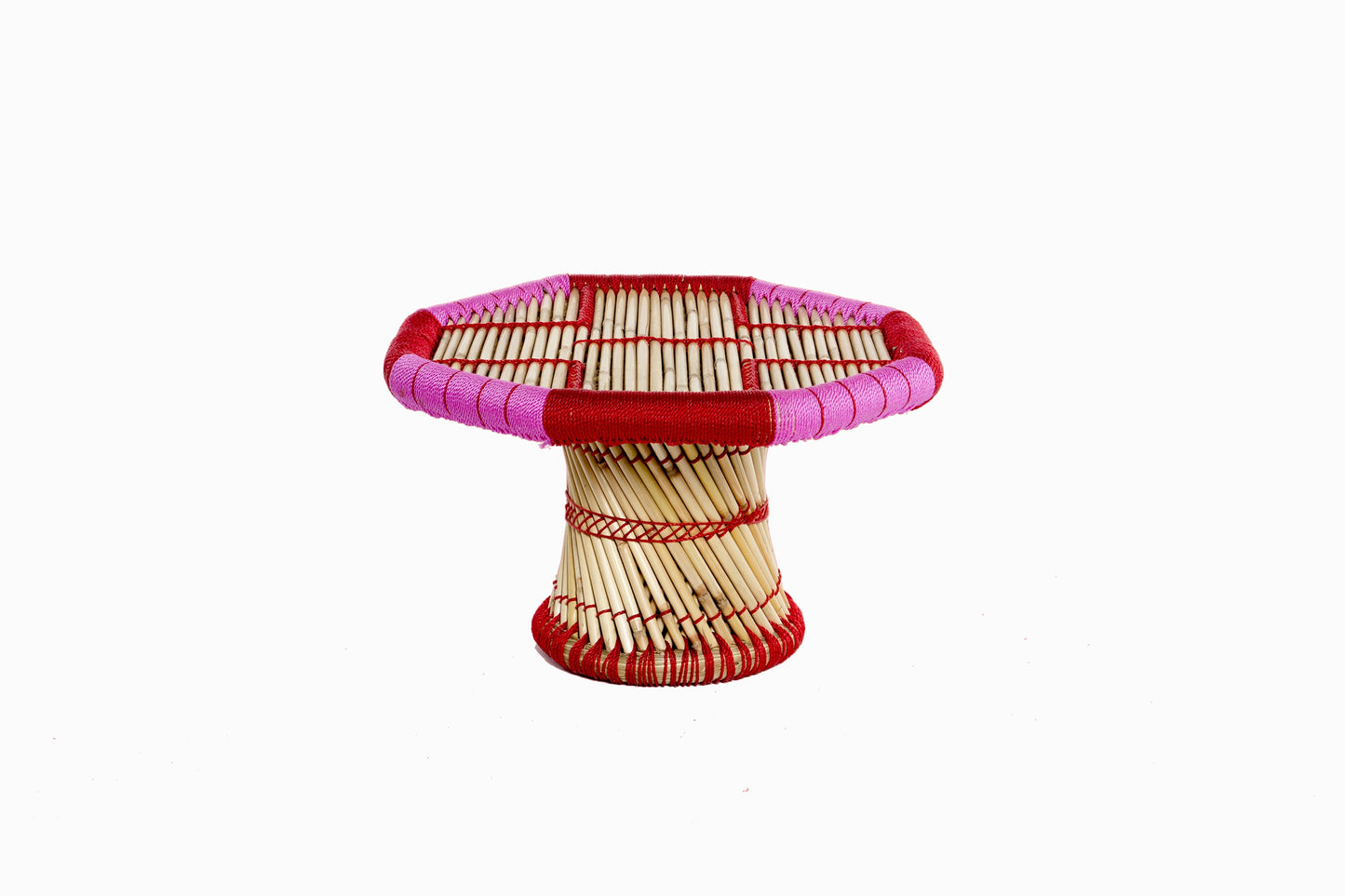 CHILDRENS BAMBOO/CANE TABLE (PINK)