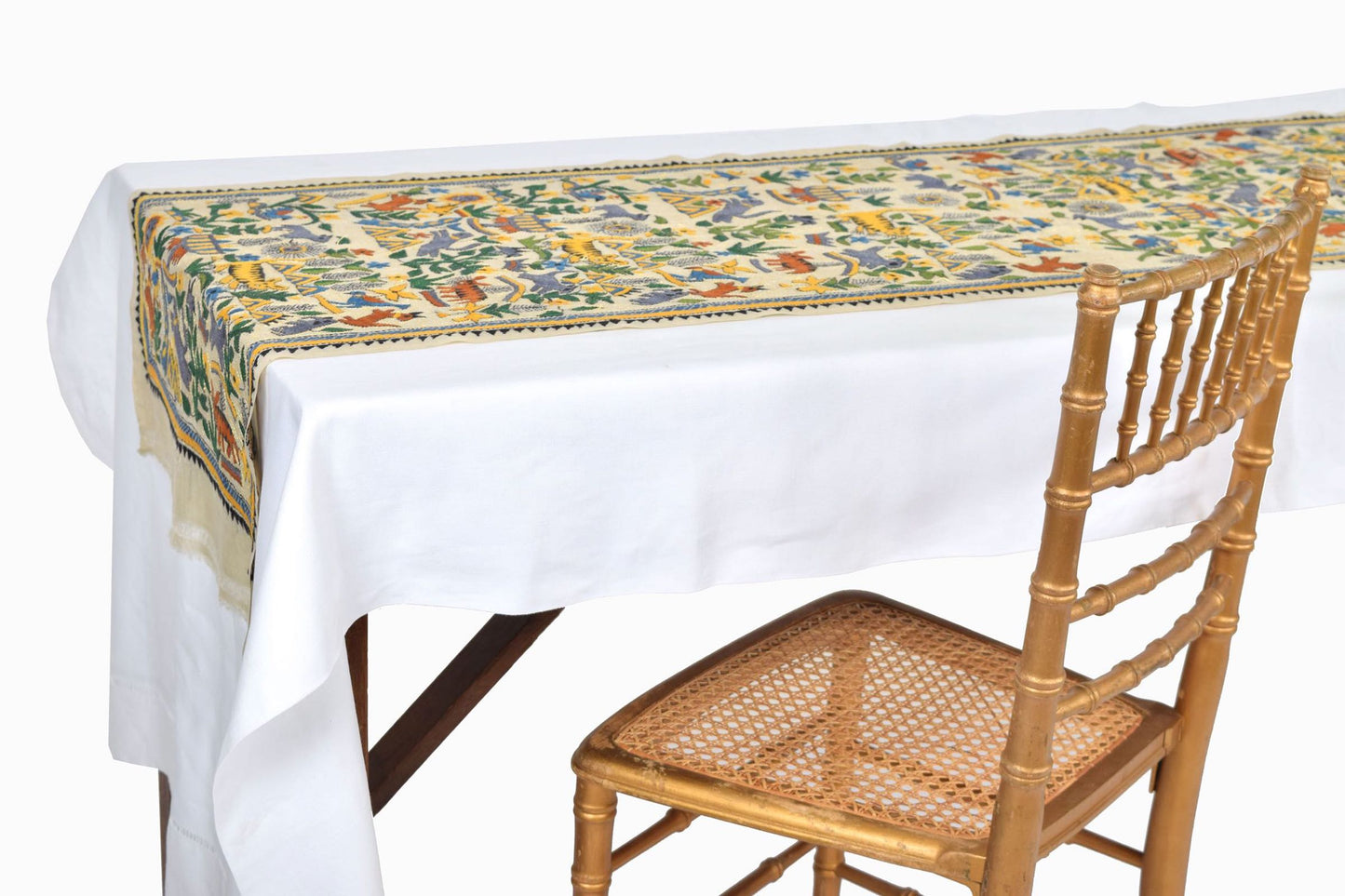 TR1 Indian embroidered silk table runner
