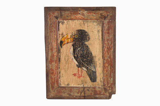 Wooden painted bird panel Ref 9