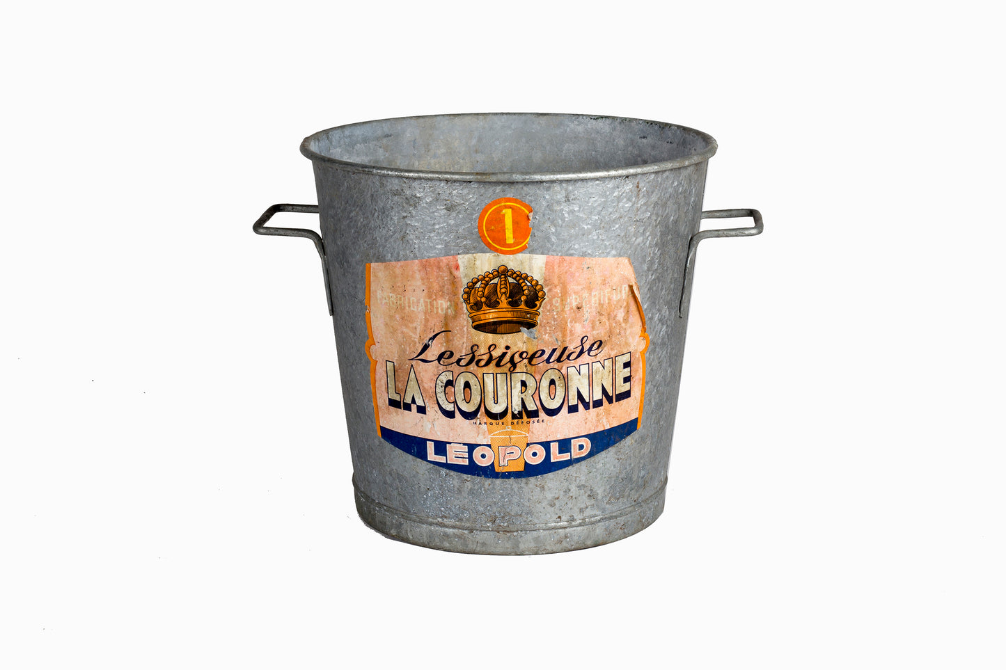 GALVANISED STEEL BUCKET WITH FRENCH LABEL