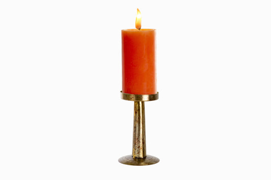 Large gold metal pillar candlestick