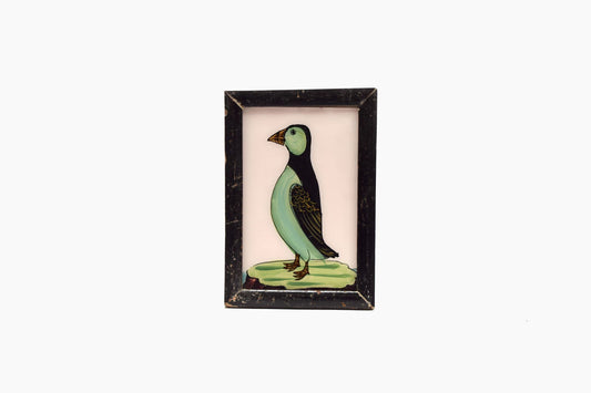 Indian glass painting of a green bird (small)