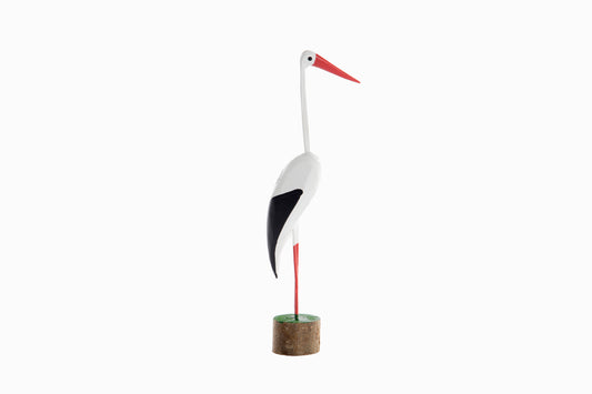 HAND PAINTED WOODEN STORK Large