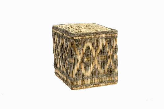 MOROCCAN STRAW POUFFES Taupe/Natural
