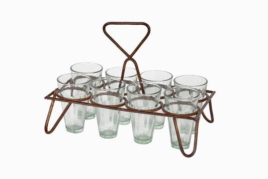 Rectangular chai holder with eight glasses