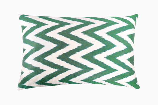 Rectangular silk Ikat green cushion Ref 11