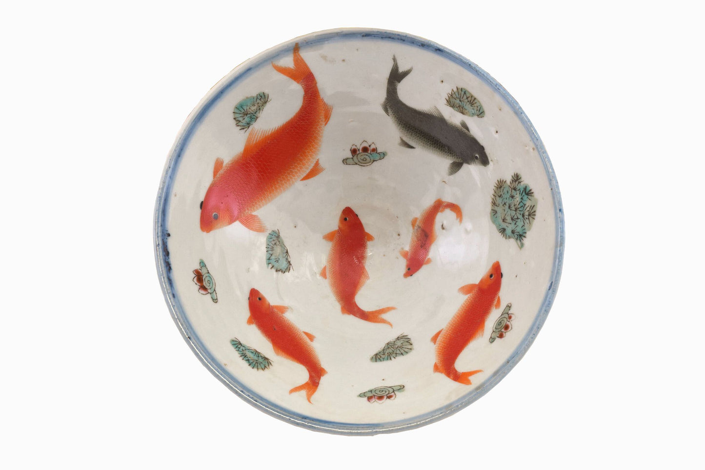 Vintage Chinese bowl decorated with goldfish and koi carp