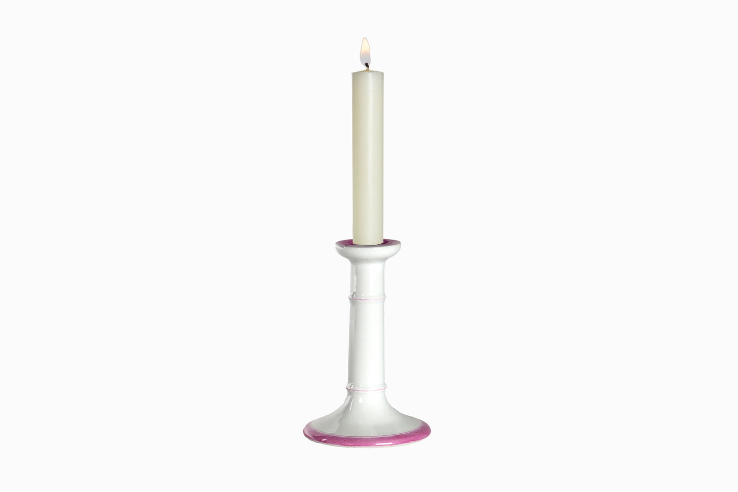 VELAS CERAMICA BLANCA BASE ROSA