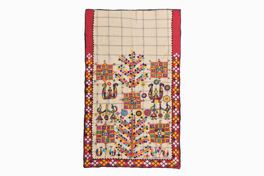Vintage embroidered cotton wall hanging from Gujurat WH28