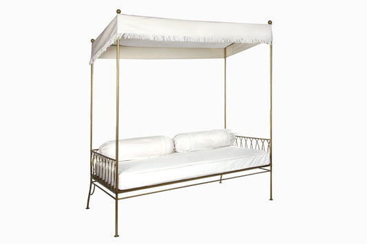 Palm Springs day bed gold with fringed canopy