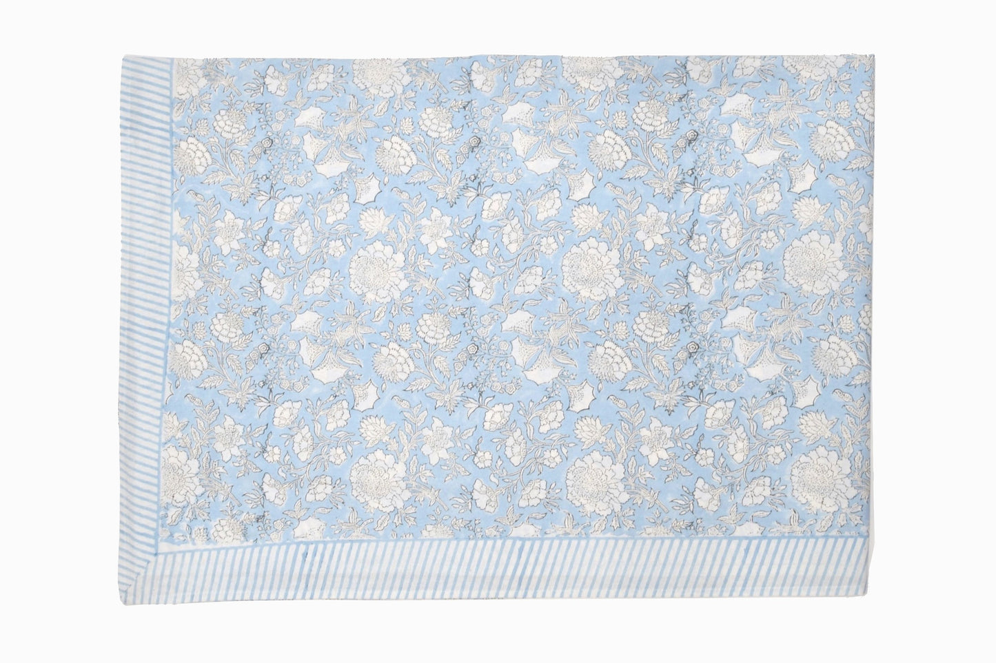 Mantel de algodón TC3 con estampado block flores azules