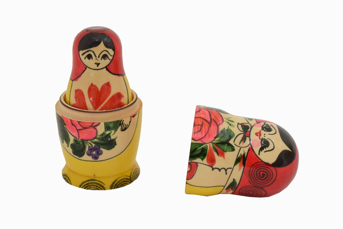 Set of red flower Russian dolls