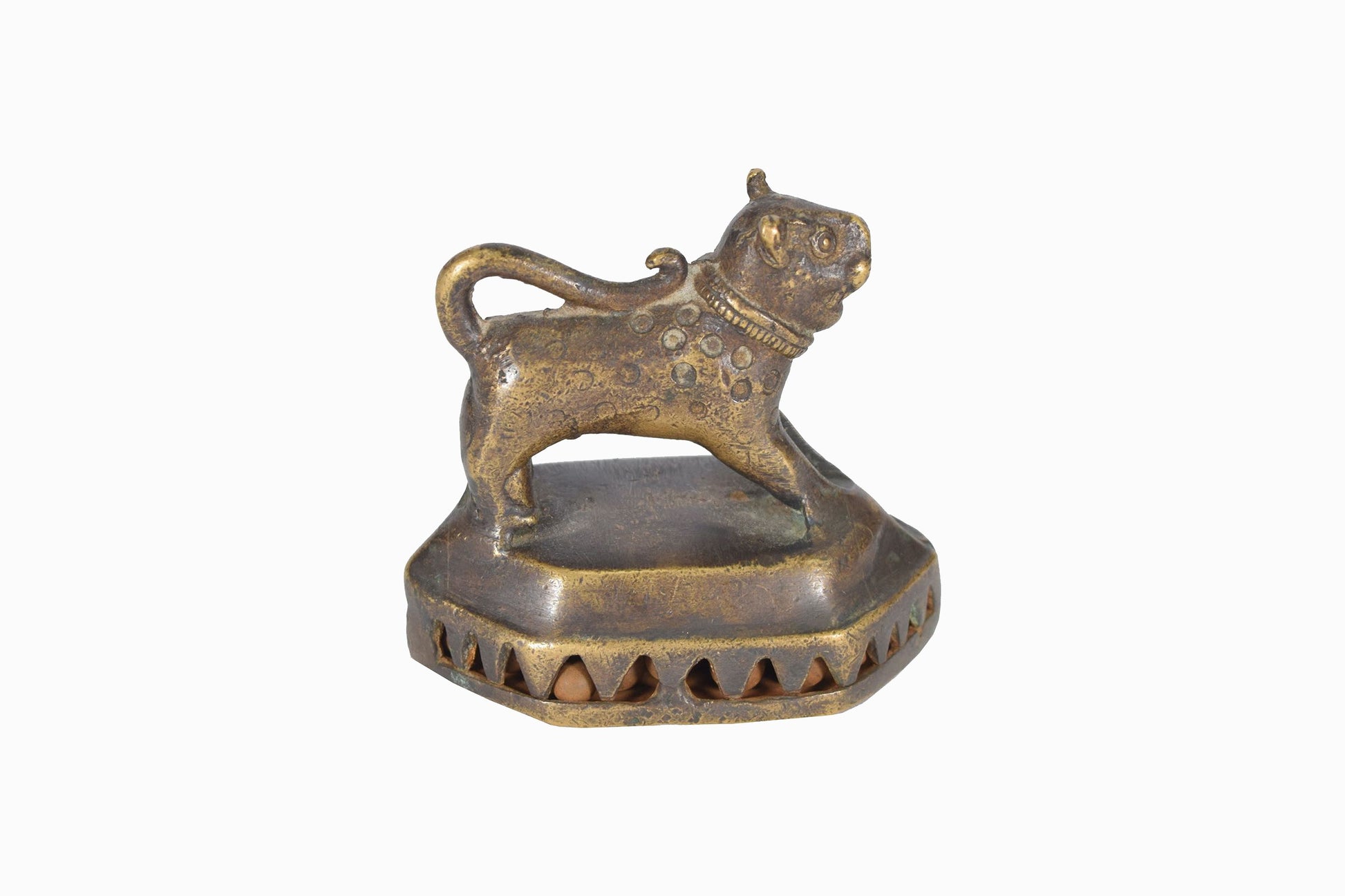 Vintage brass Indian foot scrubber with a leopard handle – Raj