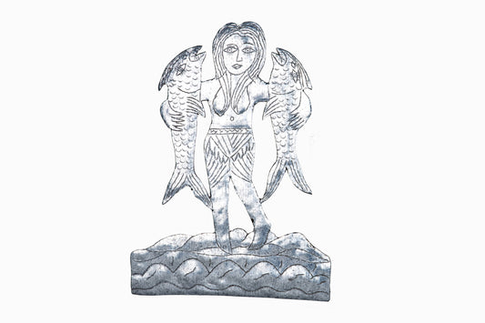MOROCCAN ALUMINIUM CUT OUT GIRL WITH FISH REF 2