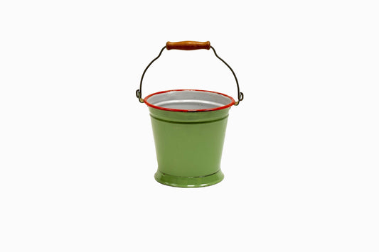 Vintage green enamel bucket small