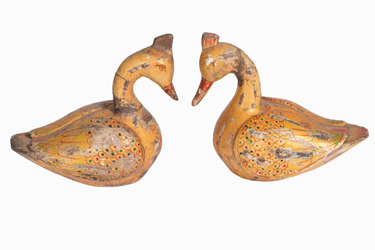 Hand painted vintage wood duck and drake