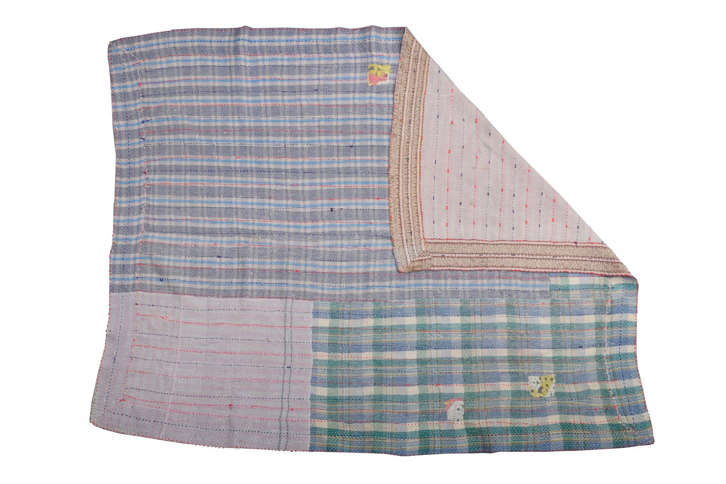 Indian Kantha stitch patchwork throw THR53