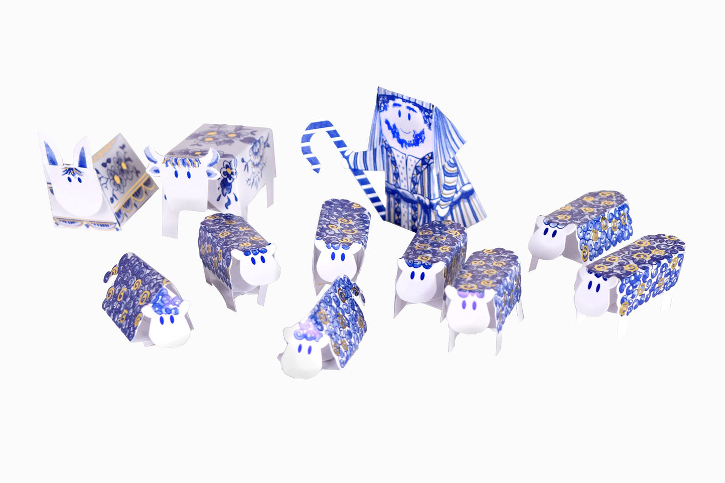 Delft blue Nativity scene
