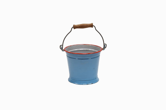 Vintage blue enamel bucket small