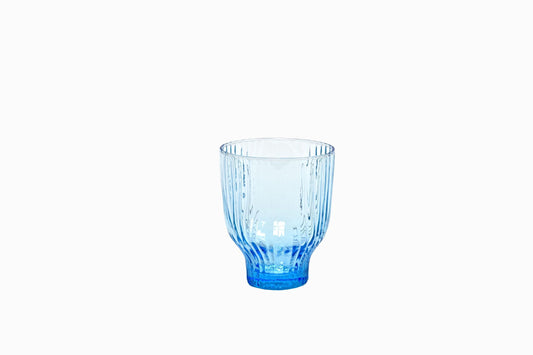 GROOVED GLASS 300ML TUMBLER BLUE