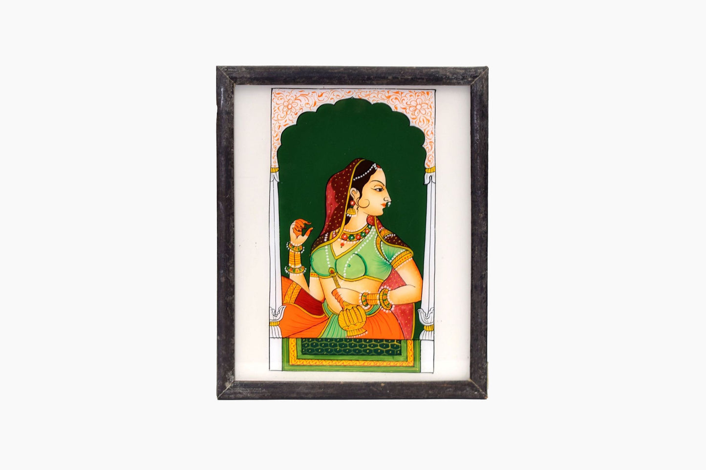 Peinture sur verre indienne d'une mariée (moyenne)